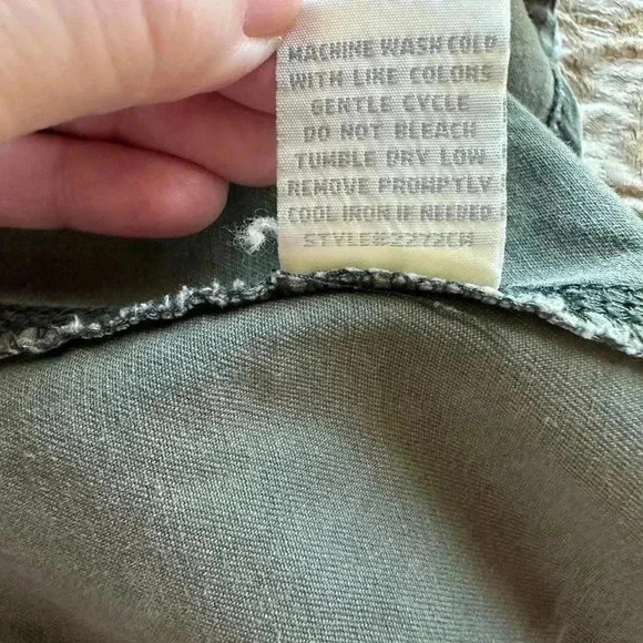 Angel Kiss Los Angeles Jacket Medium Green Camouflage Military Full Zip Snaps - Picture 7 of 7